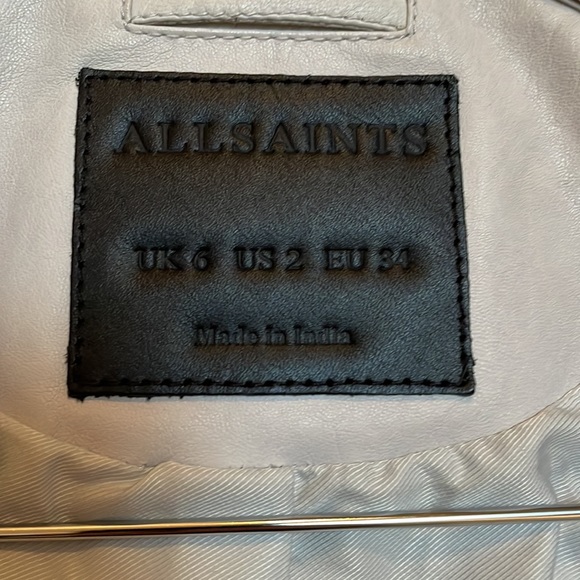 All Saints Fawn Leather Jacket - White - Picture 7 of 10
